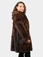 Woman's Natural Mahogany Female Mink Fur Stroller with Hood