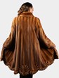 Woman's Natural Whiskey Female Mink Fur 7/8 Coat with Ruffled Design