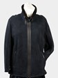 Man's Navy Suede Shearing Lamb Fur Jacket