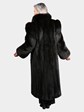 Woman's Natural Ranch Mink Fur Coat with Fox Tuxedo Front and Sleeves