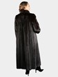 Woman's Natural Deepest Mahogany Female Mink Fur Coat with Detachable Hood