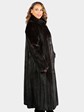 Woman's Natural Deepest Mahogany Female Mink Fur Coat with Detachable Hood