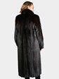 Woman's Natural Ranch Mink Coat with Black Fox Tuxedo Front