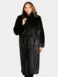 Woman's Natural Ranch Mink Coat with Black Fox Tuxedo Front