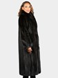 Woman's Natural Ranch Mink Coat with Black Fox Tuxedo Front