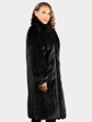 Woman's Dyed Black Mink Fur Coat with Fox Tuxedo Front