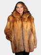 Woman's Plus Size Natural Red Fox Fur Jacket with Hood