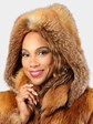 Woman's Plus Size Natural Red Fox Fur Jacket with Hood