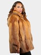 Woman's Plus Size Natural Red Fox Fur Jacket with Hood