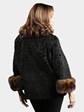 Woman's Dyed Black Broadtail Lamb Jacket with Sable Fur Collar and Cuffs