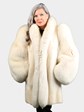 Woman's Natural Blush Mink Fur Stroller with Matching Fox Tuxedo Front and Sleeves