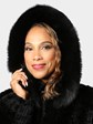 Woman's Dyed Black Knit Sheared Beaver Fur Jacket with Detachable Hood