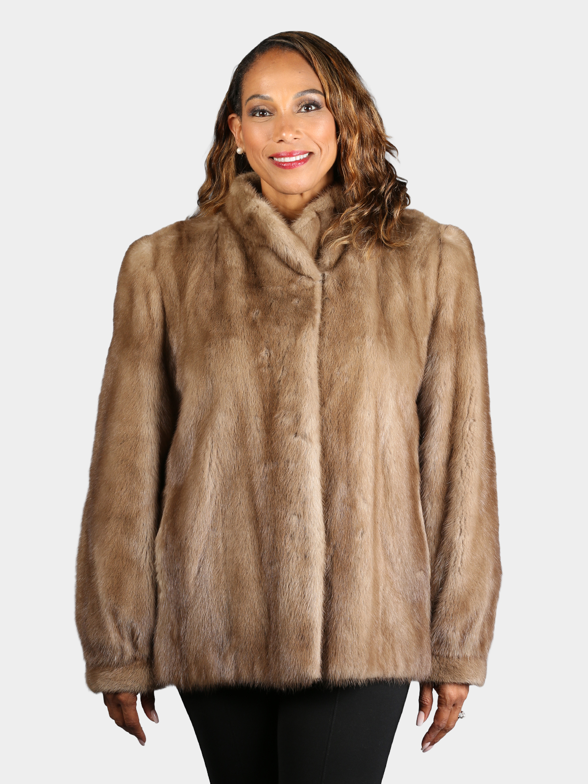 Woman's Plus Size Natural Pastel Mink Fur Jacket