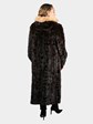 Woman's Natural Deepest Mahogany Sculptured Mink Fur Coat with Hood