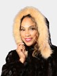 Woman's Natural Deepest Mahogany Sculptured Mink Fur Coat with Hood