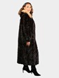 Woman's Natural Deepest Mahogany Sculptured Mink Fur Coat with Hood