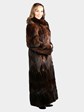 Woman's Natural Mahogany Mink Tail Fur Coat with Unique Fur Design
