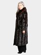 Woman's Dyed Dark Brown Sculptured Mink Fur Coat
