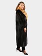 Woman's Natural Ranch Mink Fur Coat with Cross Cut Red Fox Collar