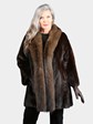 Woman's Natural Mahogany Female Mink Stroller with Fisher Trim