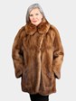 Woman's Natural Pastel Mink Fur Jacket with Large Sable Collar