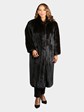 Woman's Plus Size Dyed Black Mink Fur Coat