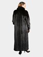 Woman's Natural Ranch Female Mink Fur Coat with Fox Tuxedo Front