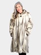 Woman's Natural Black Cross Mink Fur 7/8 Coat