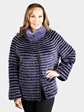 Woman's Petite Dyed Purple Feathered Mink Fur Jacket