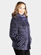 Woman's Petite Dyed Purple Feathered Mink Fur Jacket