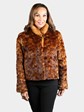 Woman's Dyed Whiskey Semi Sheared Sculptured Mink Fur Bolero Jacket