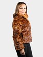 Woman's Dyed Whiskey Semi Sheared Sculptured Mink Fur Bolero Jacket