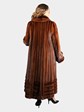 Woman's Dyed Burnt Umber Female Mink Fur Coat with Directional Design
