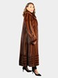Woman's Dyed Burnt Umber Female Mink Fur Coat with Directional Design
