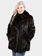 Woman's Natural Deep Mahogany Female Mink Fur Jacket with Large Sable Collar