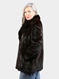 Woman's Natural Deep Mahogany Female Mink Fur Jacket with Large Sable Collar
