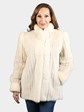 Woman's Natural Tourmaline Cord Cut Mink Fur Jacket