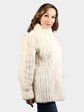 Woman's Natural Tourmaline Cord Cut Mink Fur Jacket