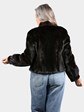 Woman's Natural Mahogany Female Mink Fur Bolero Jacket with Sheared Mink Trim