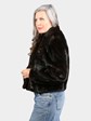 Woman's Natural Mahogany Female Mink Fur Bolero Jacket with Sheared Mink Trim