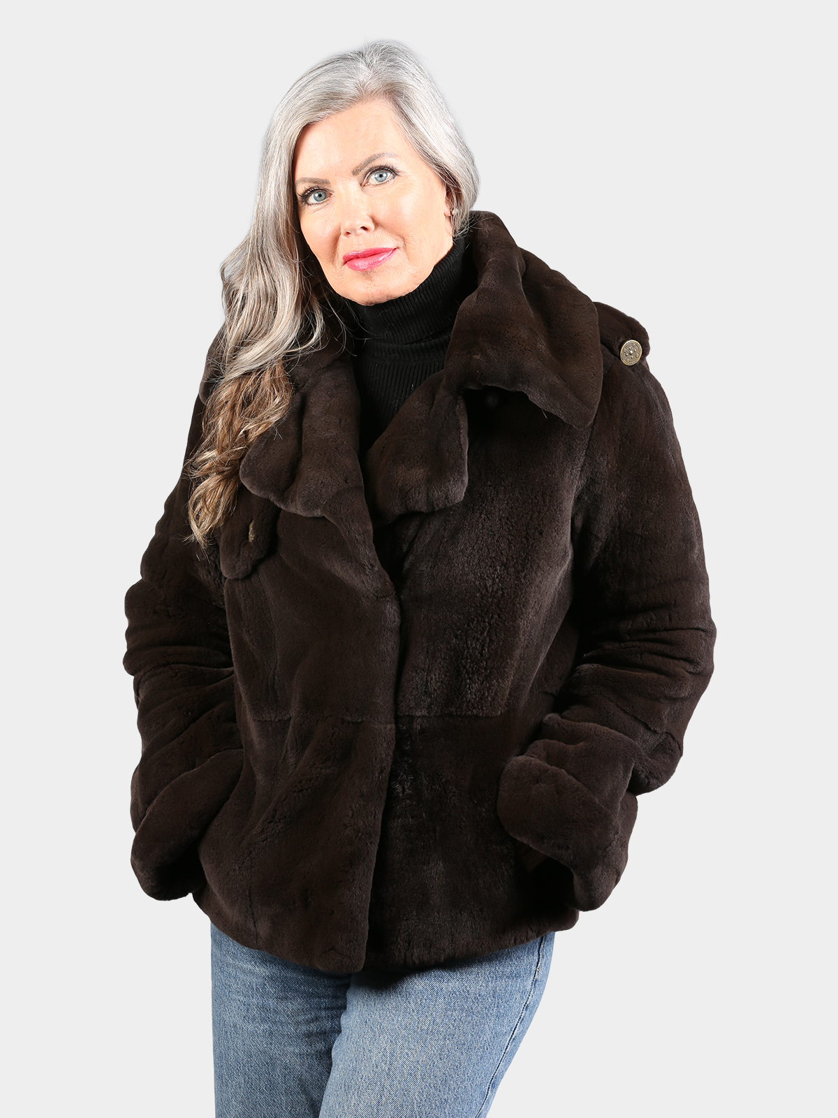 Woman's Dyed Brown Sheared Mink Fur Jacket
