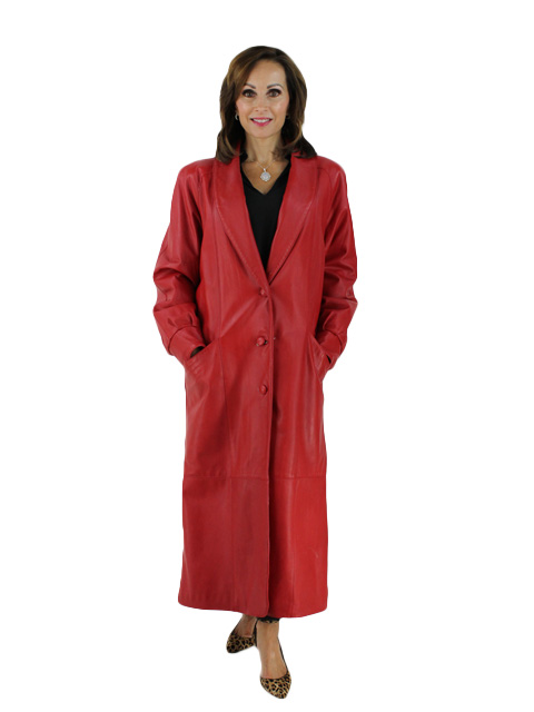 red leather coat with fur