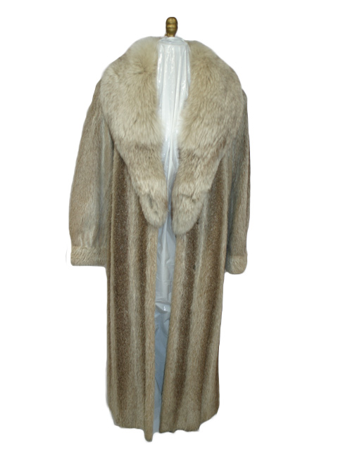 Mink Coat Value >> Nutria Fur Coat w/ Fox Collar - Women's Large - Beige | Estate Furs Mink Coat Value >> Nutria Fur Coat w/ Fox Collar - Women's Large - Beige | Estate Furs