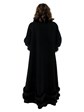 Woman's Black Wool Coat with Black Fox Fur Trim