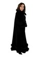 Woman's Black Wool Coat with Black Fox Fur Trim