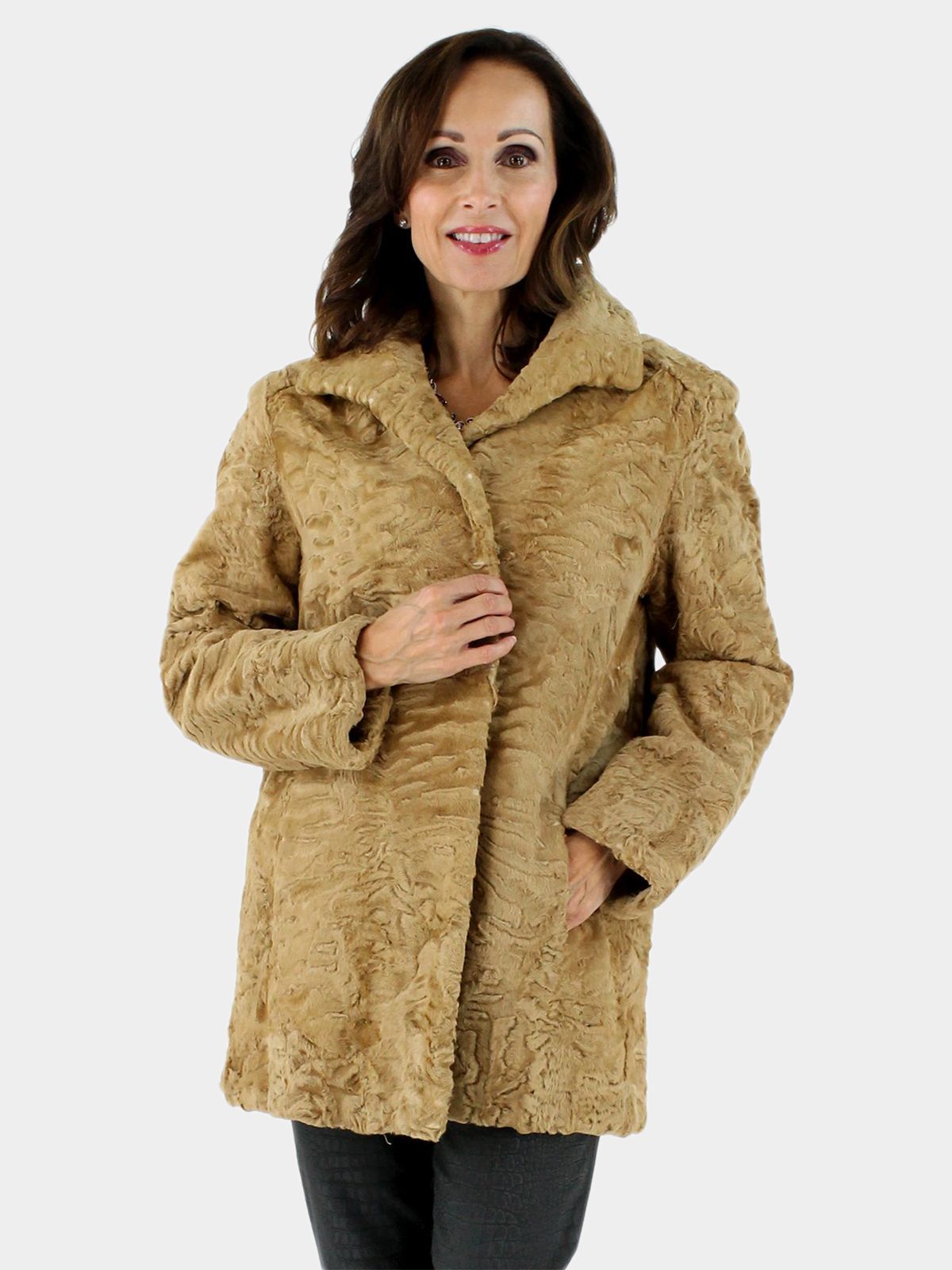 Women s Golden Swakara Lamb Fur Stroller Estate Furs