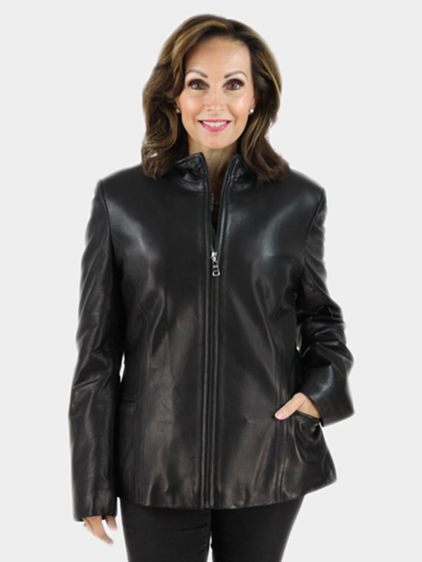 New Woman's Black Leather Jacket