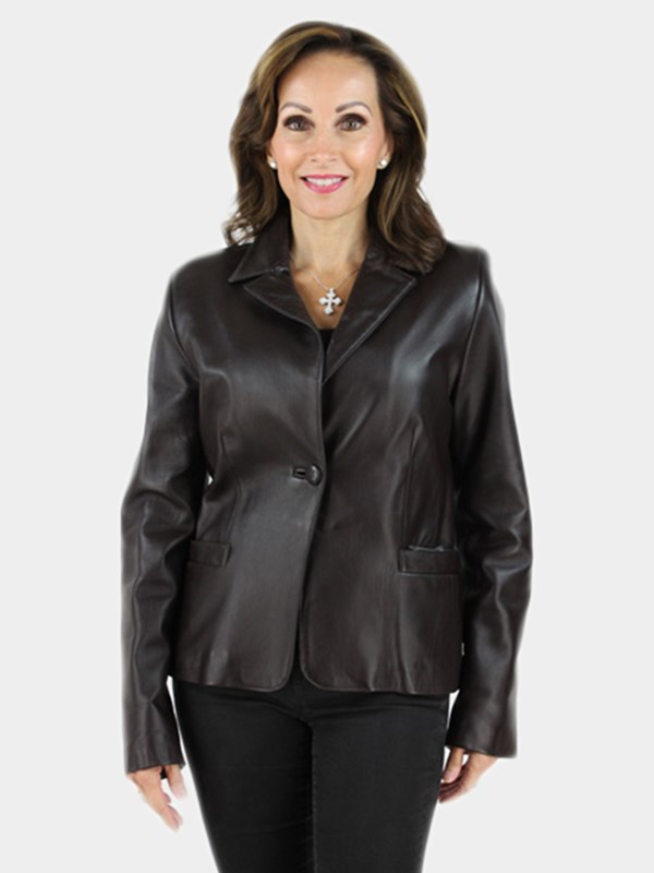 New Woman's Brown Leather Blazer