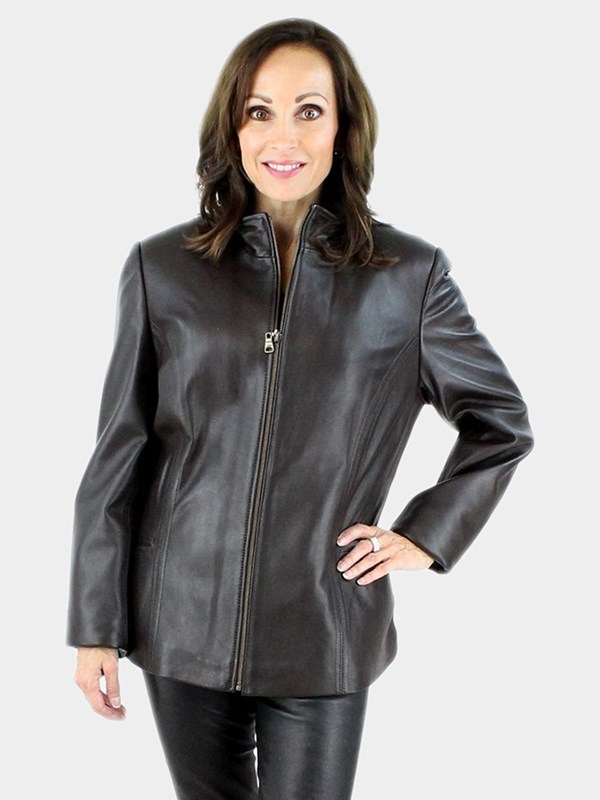 New Woman's Brown Leather Jacket