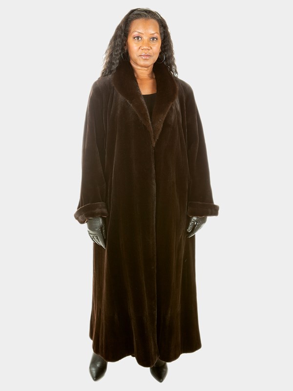 Woman's Dark Brown Sheared Mink Fur Coat
